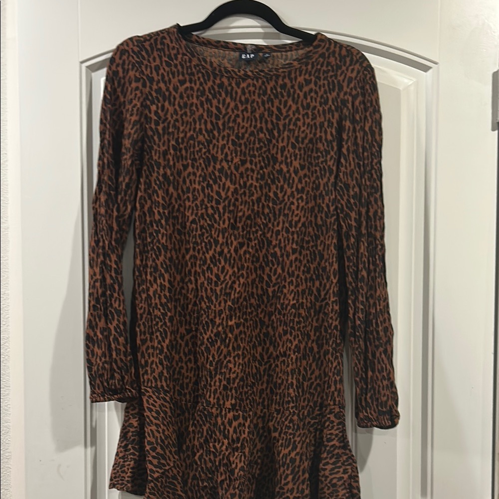 Leopard Print Long Sleeve Dress